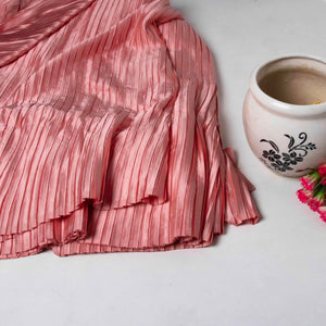 Peachy Pink Plain Japan Satin Pleated Fabric