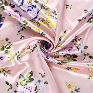Rose Gold And Light Lavender Floral Pattern Digital Print Ultra Satin Fabric