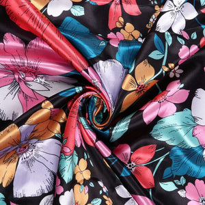 Multi Color Floral Pattern Digital Print Ultra Satin Fabric