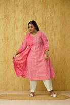 Pink Kurta Pant set for curvy plus size women in XL to 10XL sizes