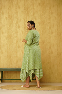 Body positive green Indo western dress online for women