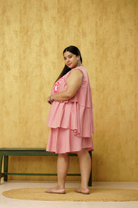 Best in comfort pink cotton dress - plus size fashion for women