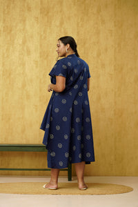 trendy plus size clothing for curvy women- Blue color cotton dress