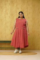 Traditional rust color dress in Khadi Cotton - XL to 10 XL Sizes