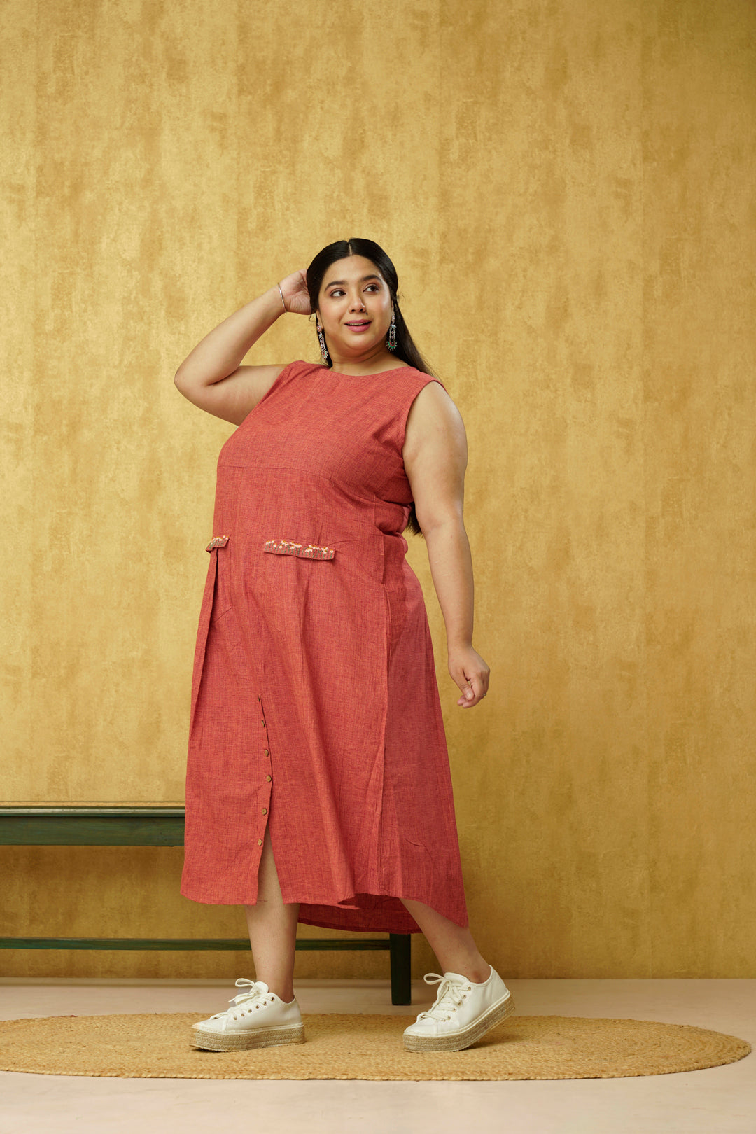 rust colored dress for curvy women