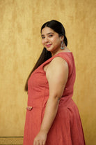 rust colored casual plus size dress for females