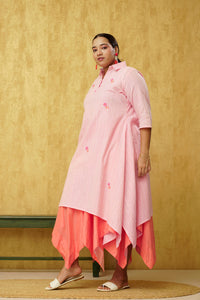 Pleasing Peachy Pink Cotton INDO-WESTERN