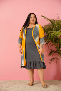 Graceful Gray Yellow summer Essential Dress