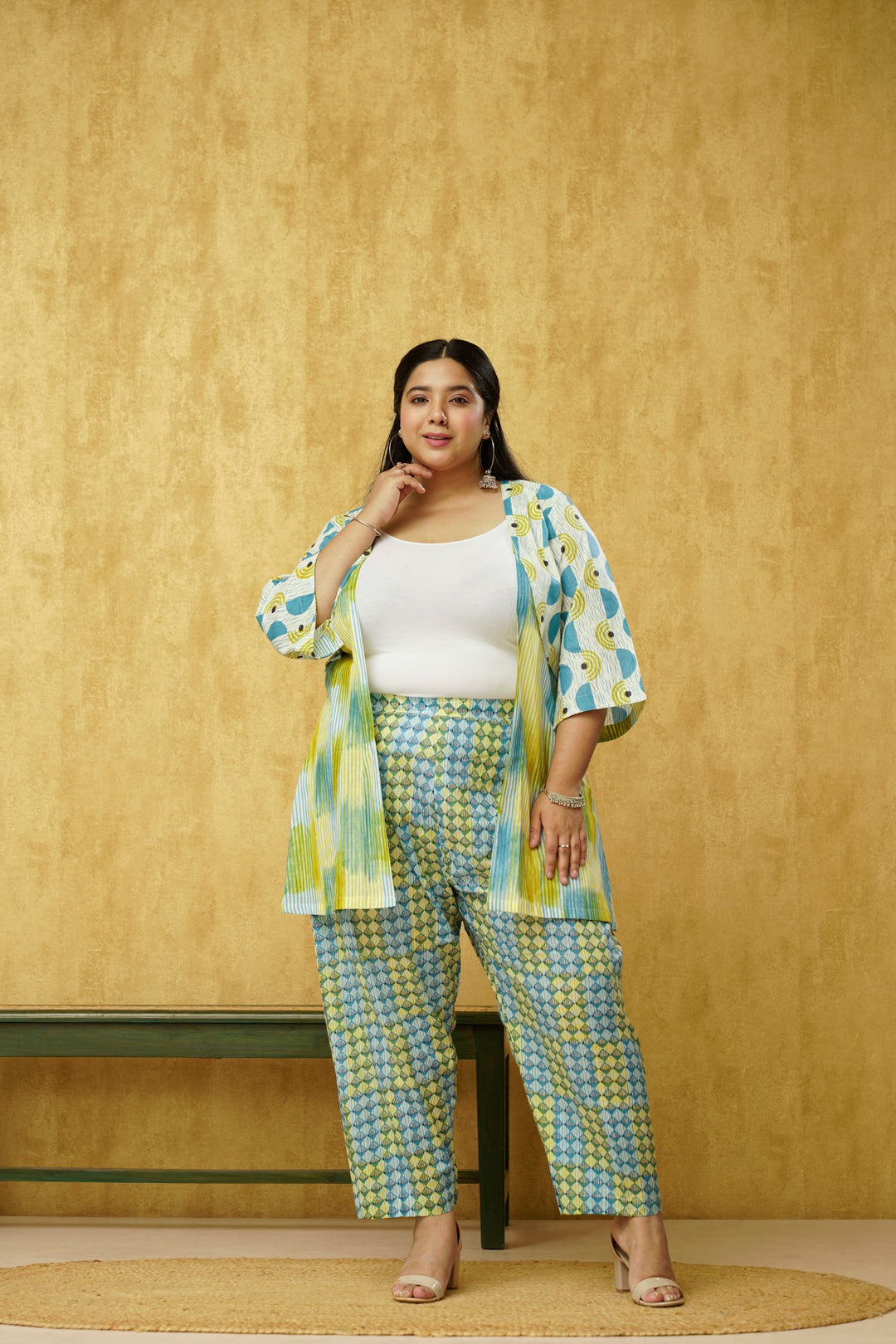 Blue Cotton Co-ord Set for curvy women