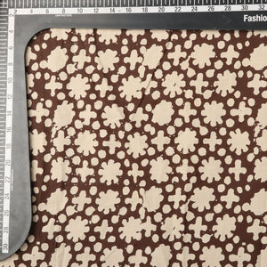 Brown And Beige Geometric Pattern Screen Print Camric Cotton Fabric