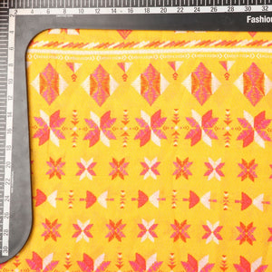 Red And Mustard Yellow Traditional Pattern Screen Print Cambric Cotton Fabric