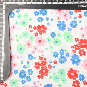 Multi Color Floral Pattern Screen Print Cambric Cotton Fabric