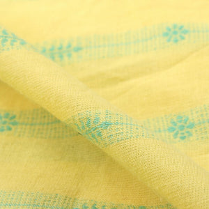 Yellow And Turquoise Stripes Pattern Yarn Dyed Cambric Cotton Fabric