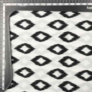 Black And White Geometric Pattern Screen Print Cotton Flax Fabric