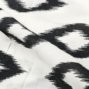 Black And White Geometric Pattern Screen Print Cotton Flax Fabric