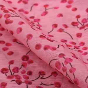 Dark Pink And Red Floral Pattern Digital Print Chiffon Fabric