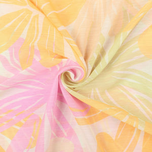 Light Yellow And Lavender Floral Pattern Digital Print Chiffon Fabric