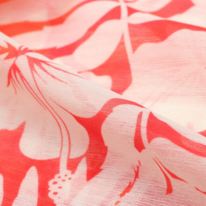 Red And White Floral Pattern Digital Print Chiffon Fabric