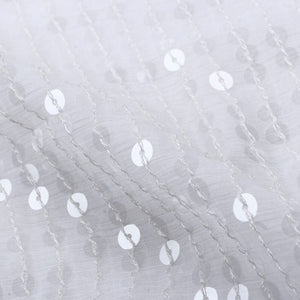 Silver Stripes Pattern Sequins embroidery Chiffon Fabric