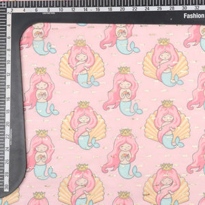 Baby Pink And Orange Kids Pattern Digital Print Chiffon Golden Dobby Fabric