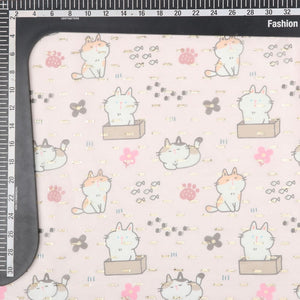 Pink And Brown Kids Pattern Digital Print Chiffon Golden Dobby Fabric