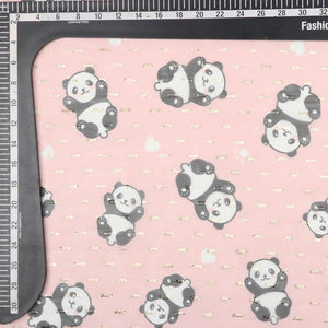 Pink And Black Kids Pattern Digital Print Chiffon Golden Dobby Fabric