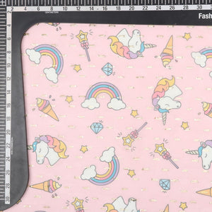 Multi Color Kids Pattern Digital Print Chiffon Golden Dobby Fabric