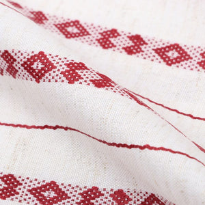 Red And White Geometric Pattern Top Dyed Cotton Fabric