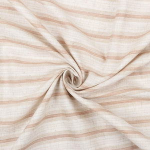 White And Beige Stripes Pattern Dyed Cotton Fabric
