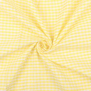 Yellow And White Checks Pattern Top Dyed Cotton Fabric