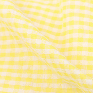 Yellow And White Checks Pattern Top Dyed Cotton Fabric