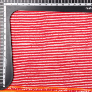 Red And  White Stripes Pattern Screen Print Cotton Fabric