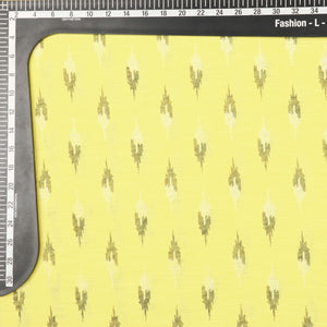 Yellow And Black Geometric Pattern Screen Print Cotton Fabric