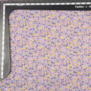 Dusty Pink And Yellow Floral Pattern Screen Print Cotton Fabric