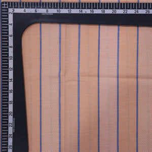 Light Orange And Blue Stripe Pattern Yarn Dyed Cotton Fabric