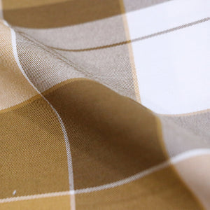 Dark Beige And Brown Checks Pattern Yarn Dyed Cotton Lycra Fabric