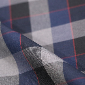 Navy Blue And Black Checks Pattern Yarn Dyed Cotton Lycra Fabric