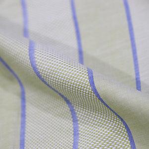 Men's Light Yellow And Blue Stripe Pattern Cotton Shirt