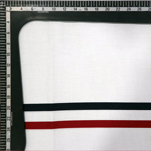 White And Red Stripe Pattern Yarn Dyed Cotton Fabric