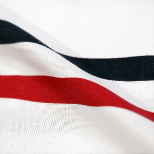 White And Red Stripe Pattern Yarn Dyed Cotton Fabric