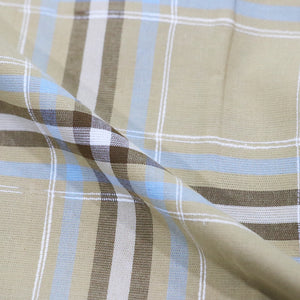 Beige And Brown Checks Pattern Screen Print Cotton Fabric