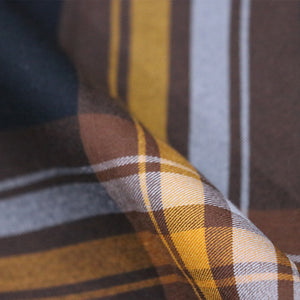 Black And Yellow Checks Pattern Screen Print Cotton Lycra Fabric