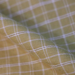 Musterd Yellow Prewash Cotton Weave Checks Fabric