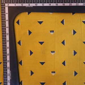 Musterd Yellow And Blue Trangle Screen Print Cambric Cotton Prewash Fabric