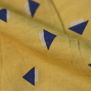 Musterd Yellow And Blue Trangle Screen Print Cambric Cotton Prewash Fabric