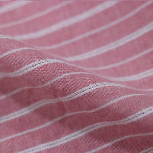 Pink - White  Stripes weave  prewash soft cotton fabric