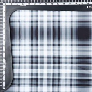 Black And White Checks Pattern Digital Print Crepe Fabric