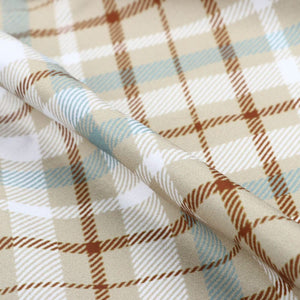 Beige And White Checks Pattern Digital Print Crepe Fabric