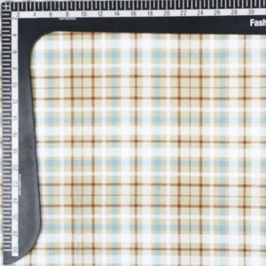 Beige And White Checks Pattern Digital Print Crepe Fabric