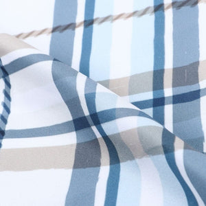 Navy Blue And White Checks Pattern Digital Print Crepe Fabric